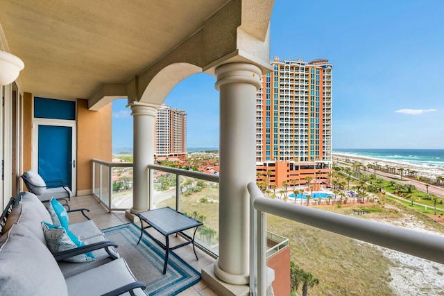 balcony with a water view