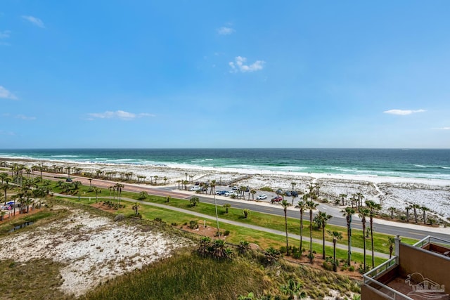 view of water feature featuring a beach view