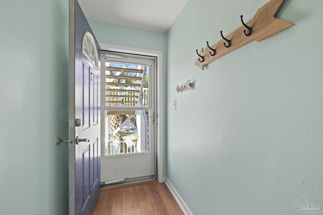 doorway to outside with hardwood / wood-style floors and plenty of natural light