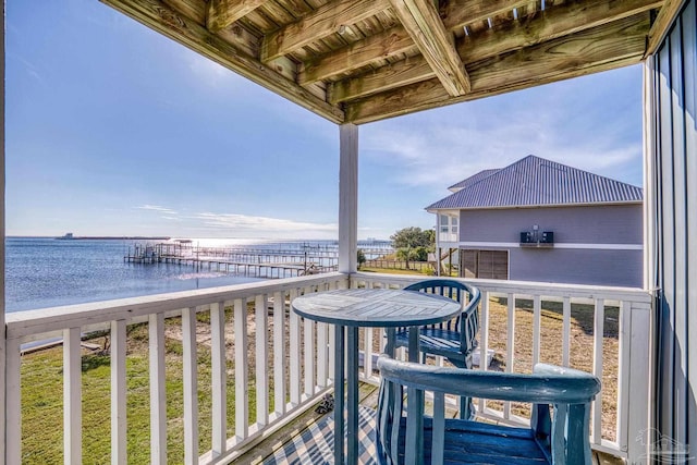 balcony with a water view