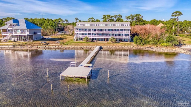 view of dock featuring a water view