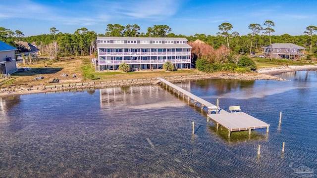 exterior space with a water view