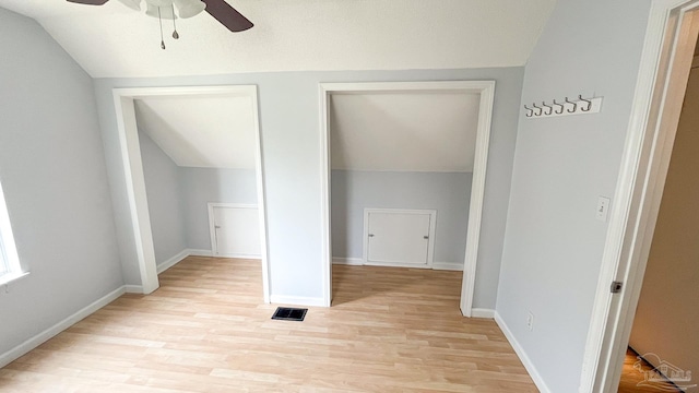 2708 Willow Grove Ln, Ft Walton Beach, FL 32547 - bonus room featuring ceiling fan, lofted ceiling, light wood-type flooring, and baseboards