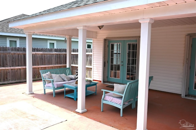 5577 Shadow Shore Pl, Gulf Breeze, FL 32563 - view of patio featuring french doors and an outdoor hangout area
