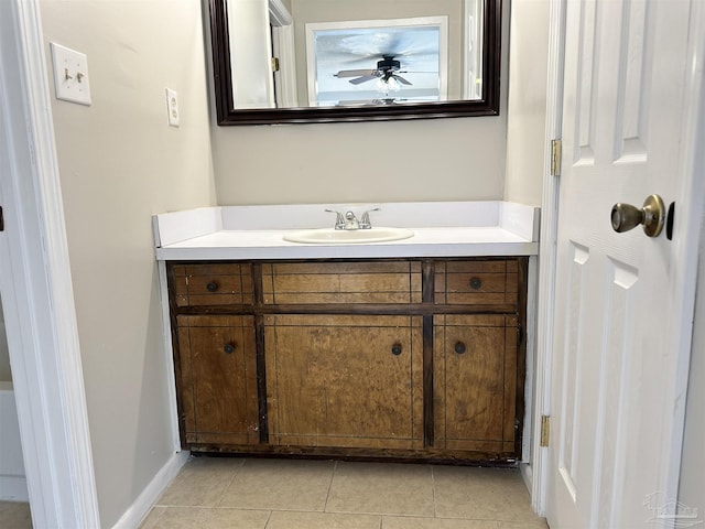 bathroom with tile patterned floors and vanity