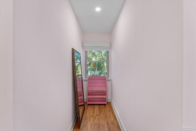 hallway featuring light wood-type flooring