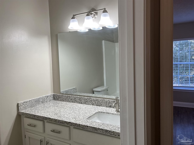 bathroom featuring vanity and toilet