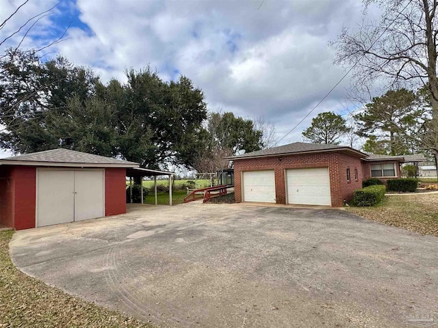 garage with a carport