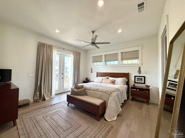 1557 Winding Shore Dr, Gulf Breeze, FL 32563 - bedroom with access to outside, recessed lighting, wood finished floors, and a ceiling fan