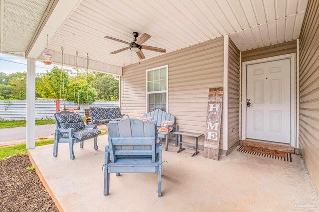 view of patio / terrace featuring outdoor lounge area and ceiling fan