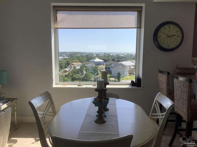 dining room with plenty of natural light and carpet