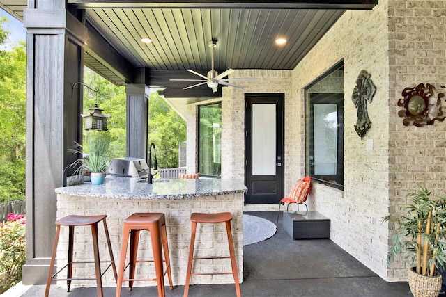 8780 Spider Lily Way, Pensacola, FL 32526 - view of patio / terrace with a sink, a ceiling fan, area for grilling, and outdoor wet bar