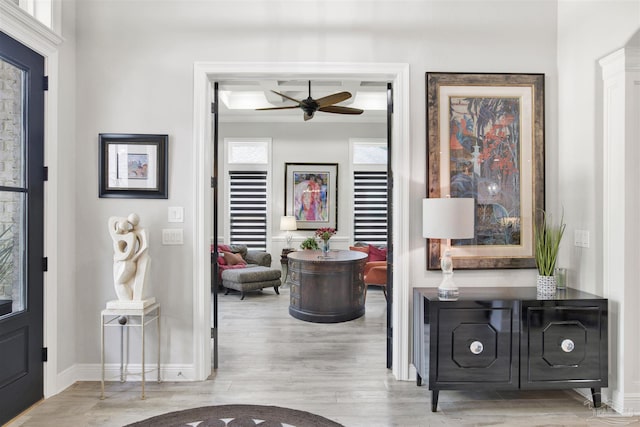 8780 Spider Lily Way, Pensacola, FL 32526 - foyer entrance with baseboards, ceiling fan, and wood finished floors