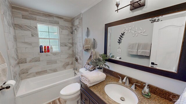 200 Talladega Trl, Pensacola, FL 32506 - bathroom with toilet, shower / tub combination, vanity, and crown molding