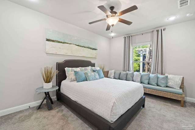 1397 Sabal Palm Dr, Gulf Breeze, FL 32563 - bedroom with baseboards, ceiling fan, carpet, and visible vents