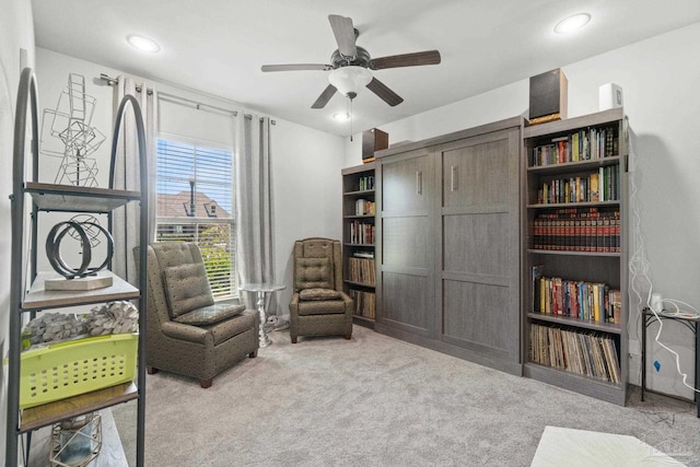 1397 Sabal Palm Dr, Gulf Breeze, FL 32563 - sitting room with recessed lighting, a ceiling fan, and carpet