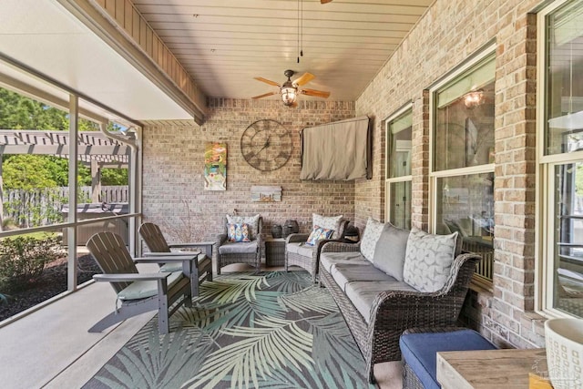 1397 Sabal Palm Dr, Gulf Breeze, FL 32563 - sunroom / solarium with an outdoor living space and ceiling fan
