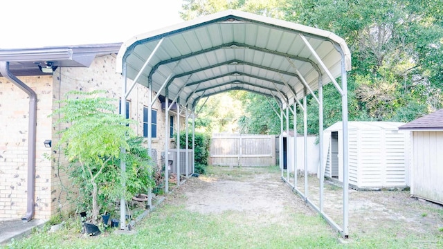 view of parking with a carport