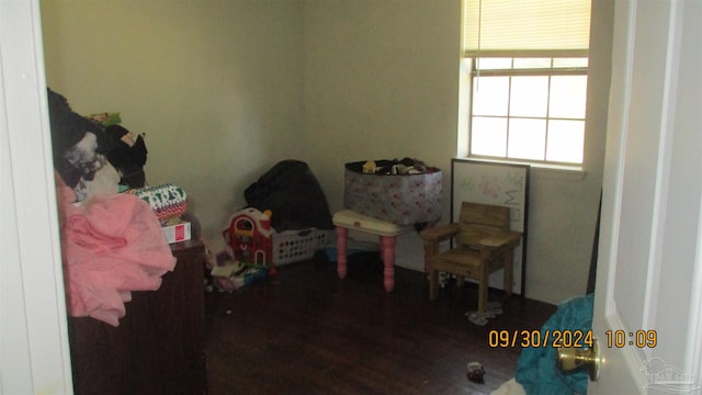 living area with dark wood-style flooring