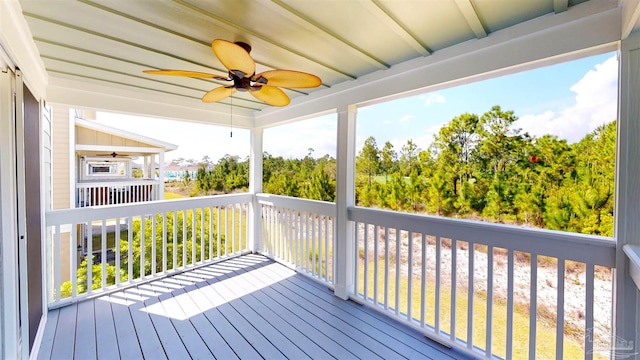 deck featuring ceiling fan