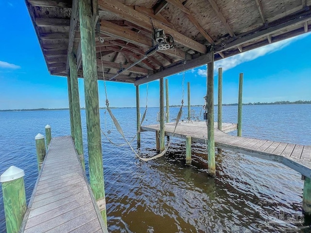 view of dock featuring a water view