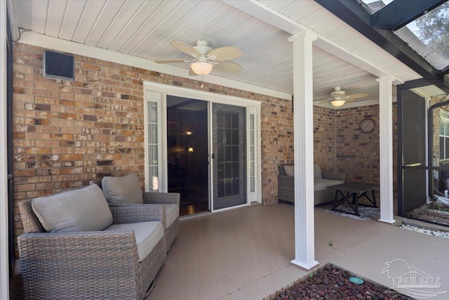 view of patio with ceiling fan