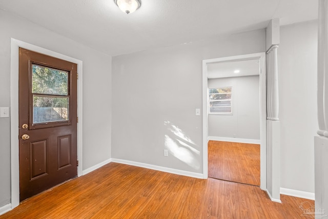 entrance foyer with light hardwood / wood-style flooring