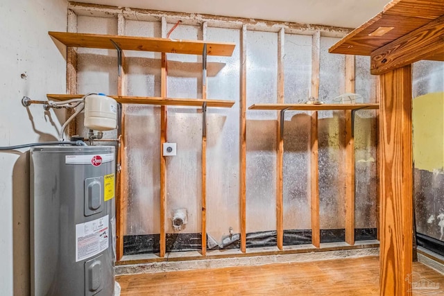 interior space featuring hardwood / wood-style floors and water heater