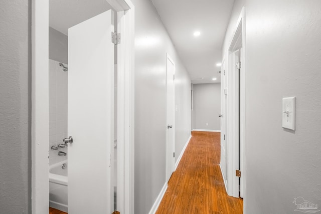 hallway featuring wood-type flooring