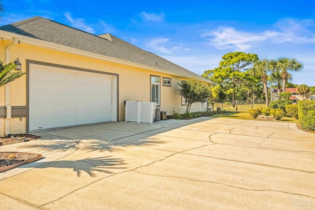 exterior space with a garage