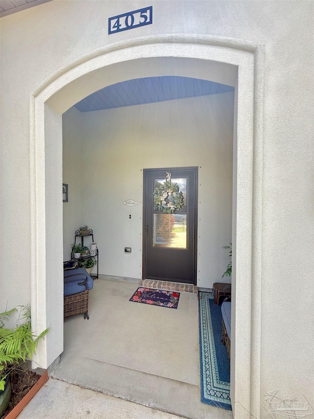 405 Waterbury Ct, Cantonment, FL 32533 - property entrance featuring stucco siding