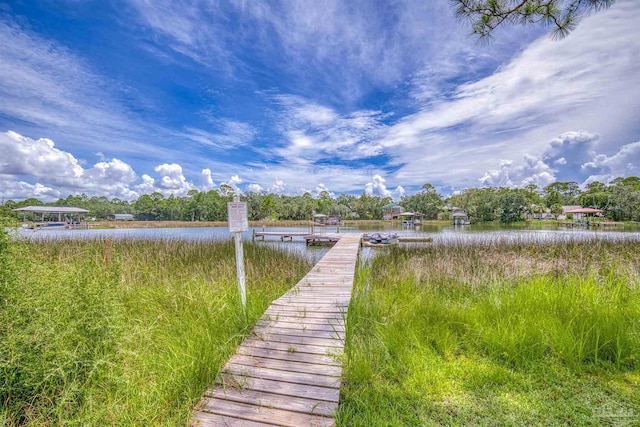 dock area featuring a water view