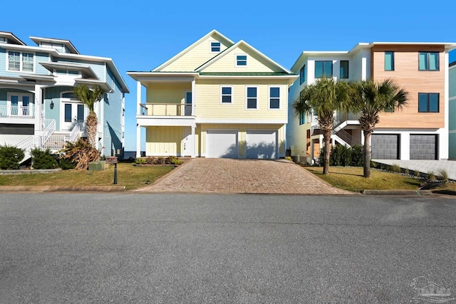 coastal inspired home featuring a garage