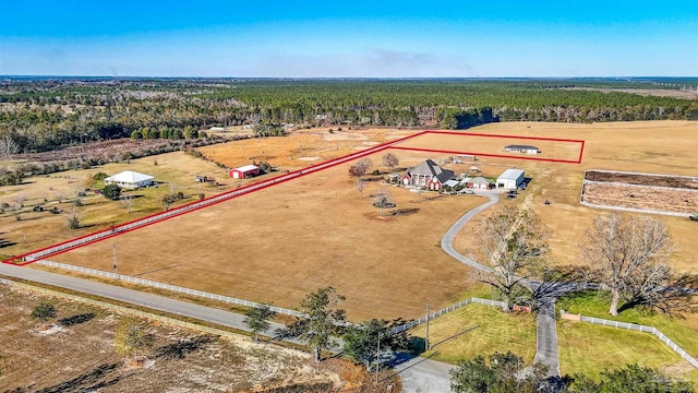 drone / aerial view with a rural view