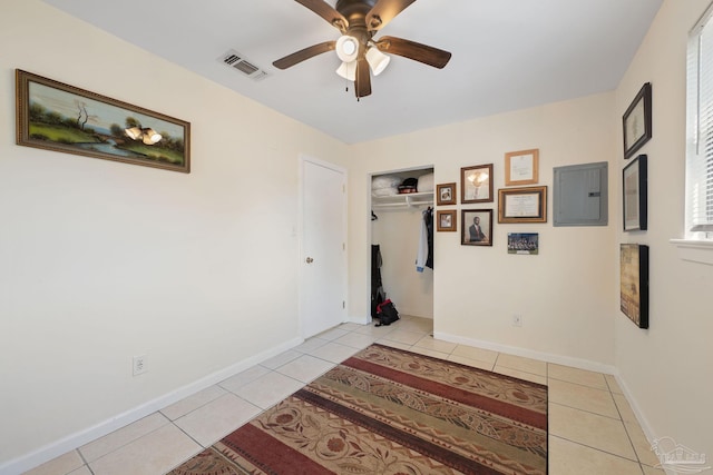 702 Beauvais Rd, Pensacola, FL 32505 - hall featuring visible vents, light tile patterned floors, baseboards, and electric panel