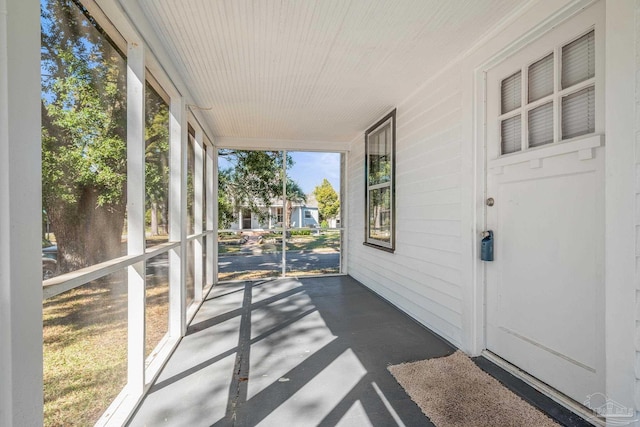 view of unfurnished sunroom