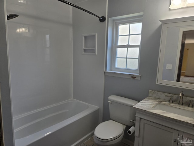 3285 Fairview Dr, Crestview, FL 32539 - bathroom with toilet, tile patterned flooring, vanity, and shower / washtub combination