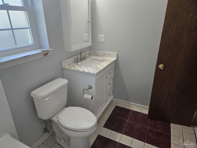 3285 Fairview Dr, Crestview, FL 32539 - half bathroom featuring baseboards, toilet, tile patterned floors, and vanity