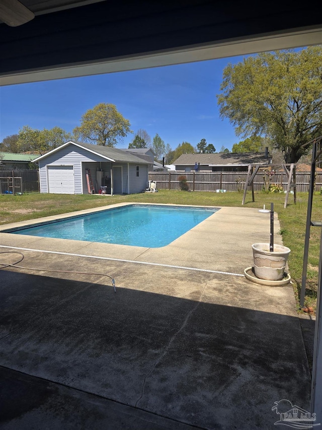 3285 Fairview Dr, Crestview, FL 32539 - view of swimming pool with a patio area, a fenced in pool, fence, and a lawn