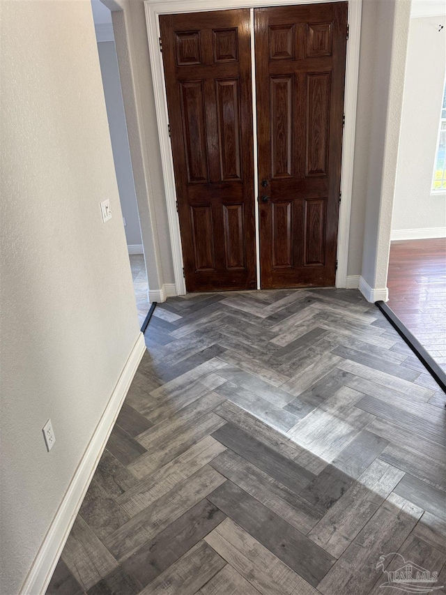 foyer featuring dark hardwood / wood-style flooring