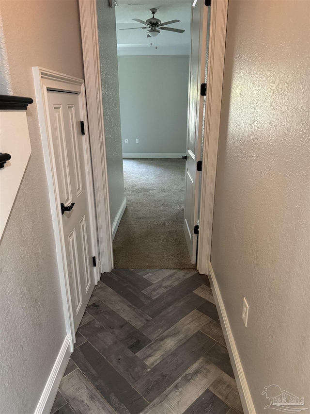 corridor with dark wood-type flooring