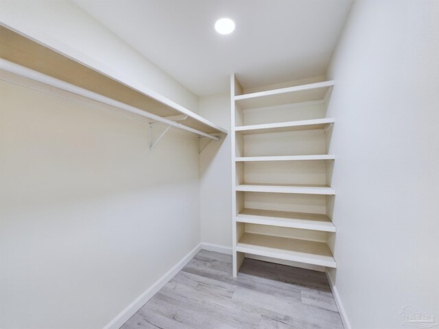 spacious closet with light wood-type flooring