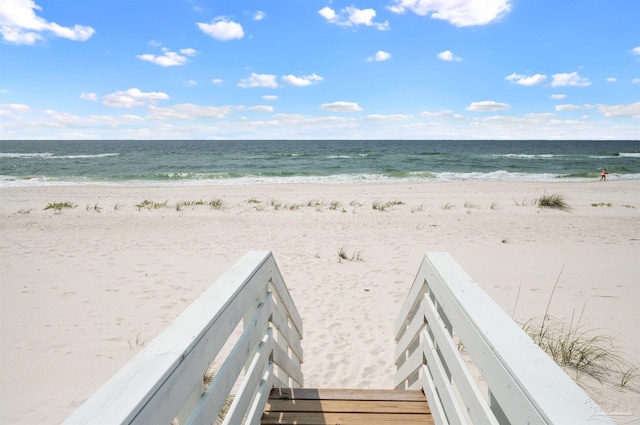 view of water feature featuring a view of the beach