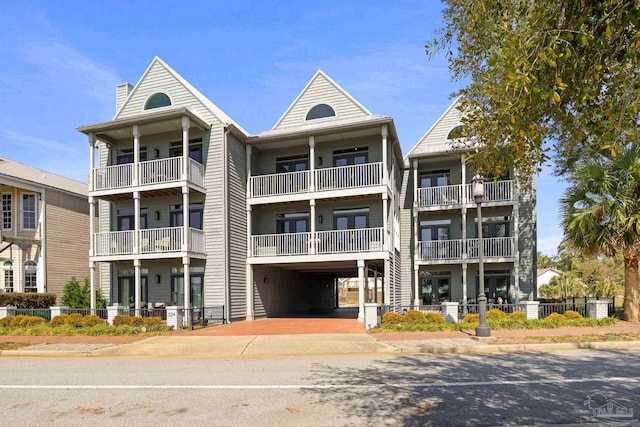 view of building exterior featuring a carport