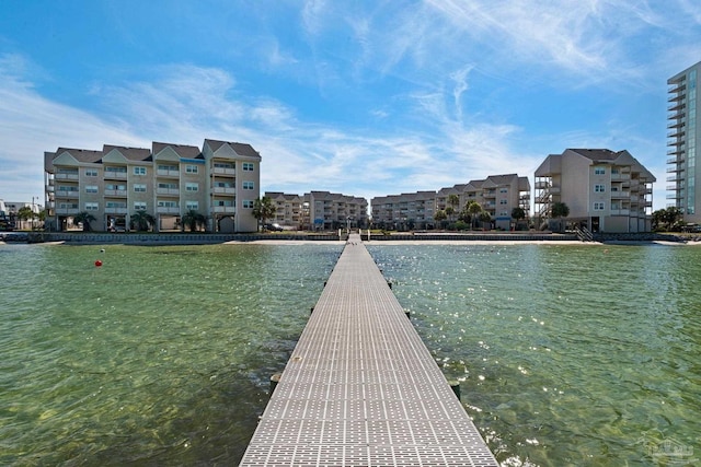 dock area with a water view