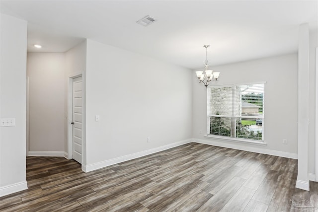 415 Broadleaf Cir, Cantonment, FL 32533 - unfurnished room with dark wood finished floors, a chandelier, baseboards, and recessed lighting
