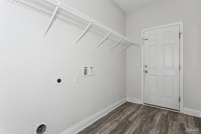 415 Broadleaf Cir, Cantonment, FL 32533 - laundry room featuring electric dryer hookup, washer hookup, baseboards, and wood finished floors