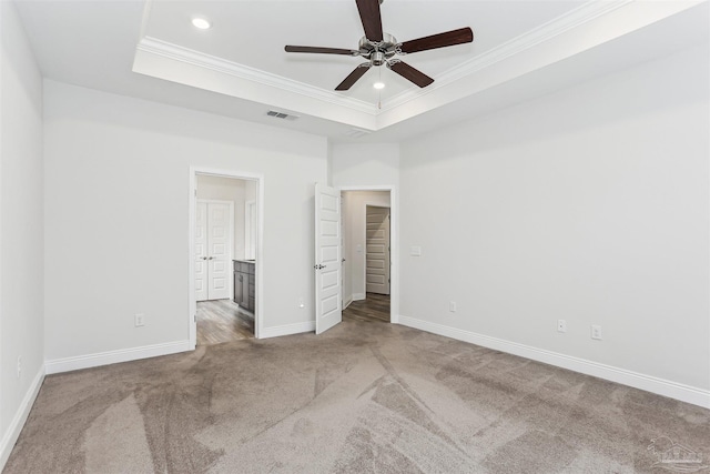 415 Broadleaf Cir, Cantonment, FL 32533 - unfurnished bedroom with carpet, ornamental molding, baseboards, a tray ceiling, and recessed lighting