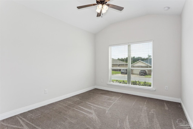 415 Broadleaf Cir, Cantonment, FL 32533 - carpeted empty room with healthy amount of natural light, a ceiling fan, vaulted ceiling, and baseboards