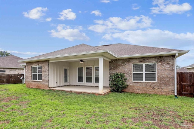 415 Broadleaf Cir, Cantonment, FL 32533 - rear view of house featuring ceiling fan, a patio, brick siding, and a shingled roof